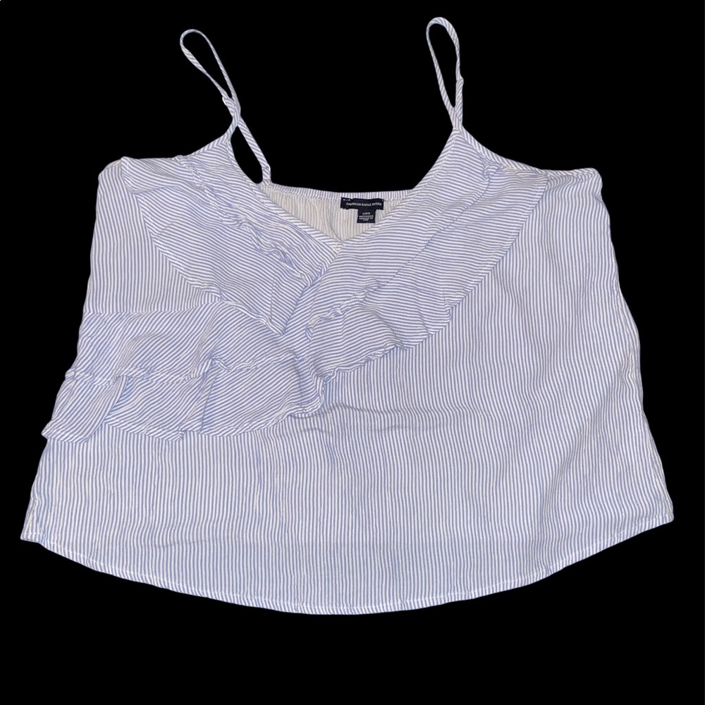 American Eagle Striped Ruffle Top